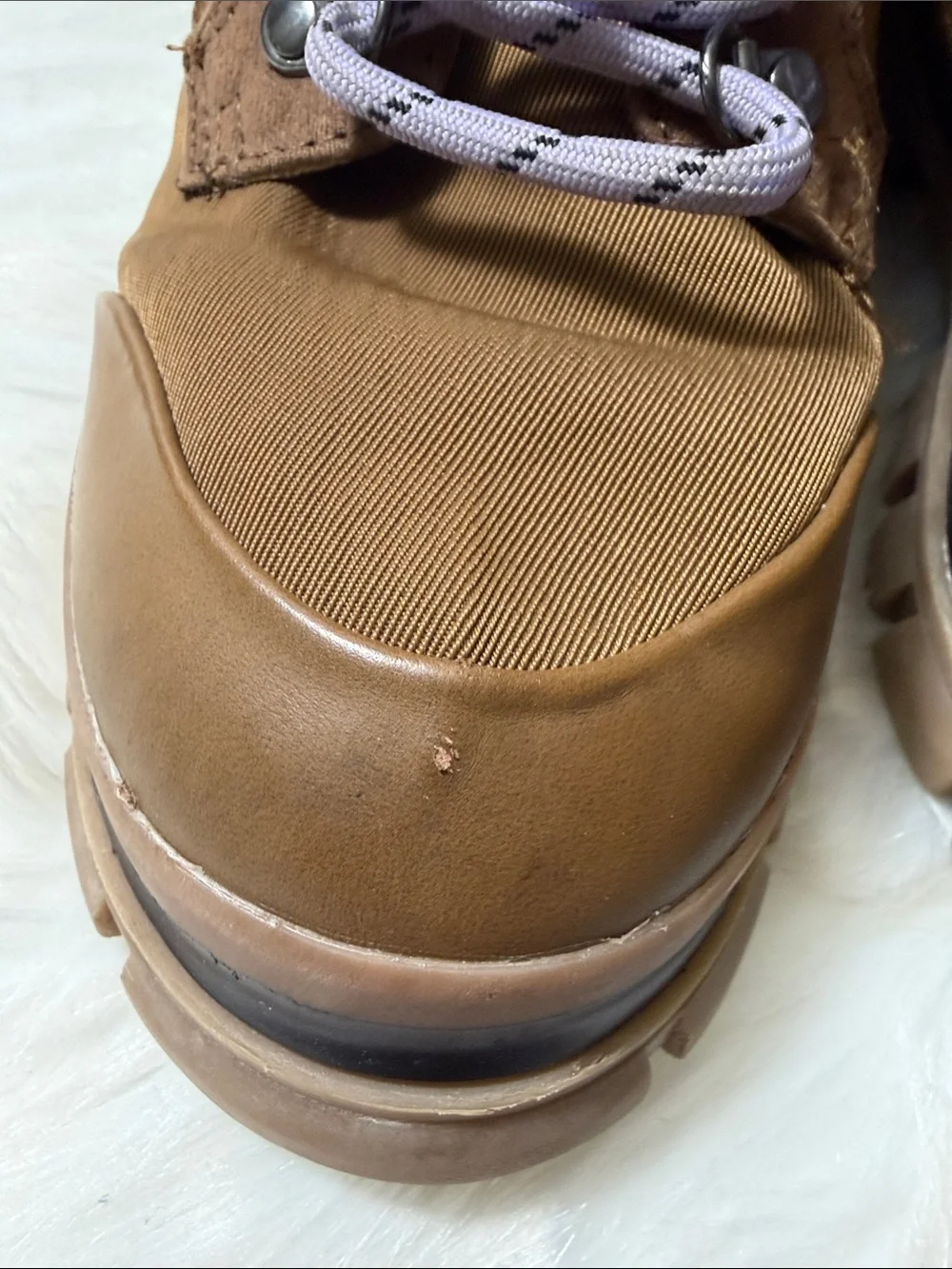 Steve Madden Brown Lace-Up Ankle Boots with Lavender Laces